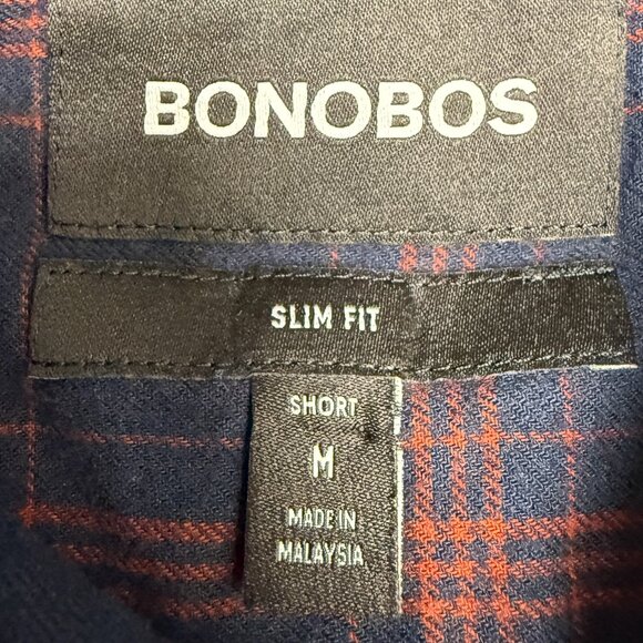 EUC Men's BONOBOS Slim Everyday Lightweight Flannel Shirt Plaid | Size M Short - Picture 5 of 8